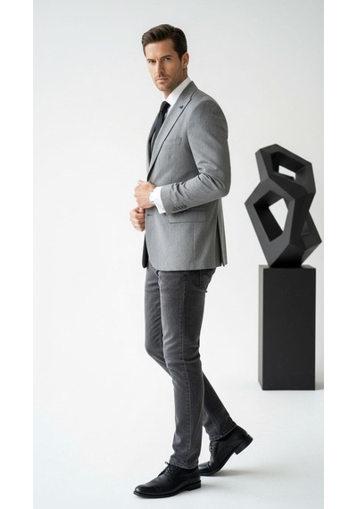 Plus Scorpion Erkek Blazer Ceket Twill Puntolu Kırlangıç Yaka 2 Düğmeli Çift Yırtmaçlı Slim Fit Açık Gri Plus Scorpion Erkek Blazer Ceket Twill Puntolu Kırlangıç Yaka 2 Düğmeli Çift Yırtmaçlı Slim Fit Açık Gri