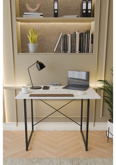 Metal Ayaklı Çalışma Masası Ofis Masası Beyaz 60 x 90 Beyaz