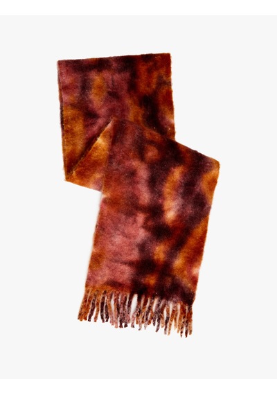 Koton Batik Desenli Uzun Püsküllü Atkı Hardal 6wak50080aa Sarı