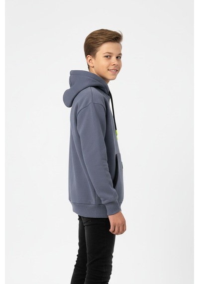 Kapüşonlu Kanguru Cepli Detaylı Şardonlu 100% Pamuk 3 İplik Erkek Çocuk Sweatshirt-90840 İndigo Kapüşonlu Kanguru Cepli Detaylı Şardonlu 100% Pamuk 3 İplik Erkek Çocuk Sweatshirt-90840 İndigo