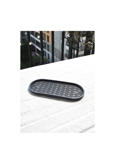1 Adet Silikon Kaymaz Yağdanlık Altlığı Oval Altlık Organizer 23x10 Cm Gri