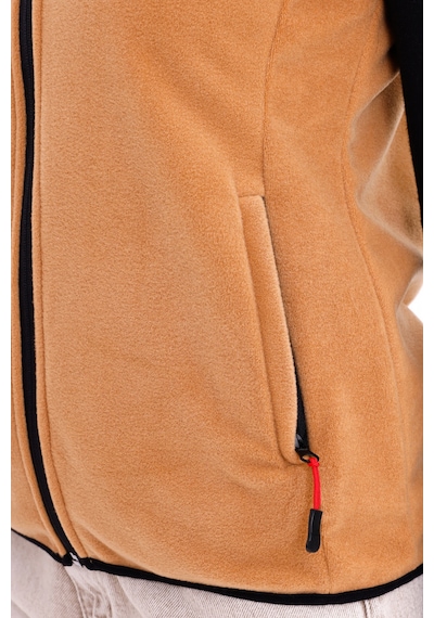 Monox Kadın Slim Fit Tam Fermuarlı Polar Yelek Kahve
