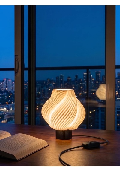 Designobee Krema- Modern Masa Ve Gece Lambası Ambiyans Lambası, Dekoratif Led Abajur, E14 Duy