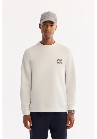 Avva Erkek Ekru Bisiklet Yaka Pamuklu Bi-stretch Basic Regular Fit Sweatshirt A52y1328