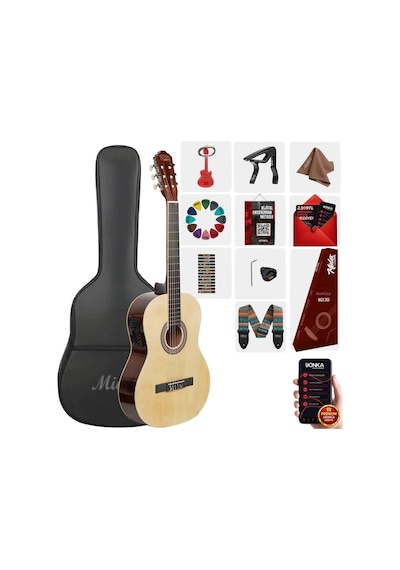 Midex Mgx-200nt-eq Ekolayzerli Profesyonel Elektro Klasik Gitar Seti Natural 4/4 Üst Segment