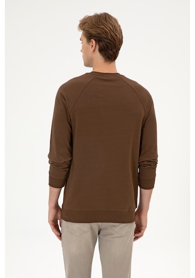 U.S. Polo Assn. Erkek Regular Fit Bisiklet Yaka Kahverengi İnce Basic Sweatshirt 50313752-VR029