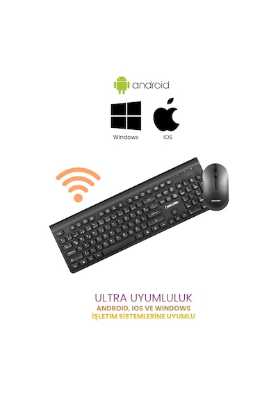 Kablosuz Multimedya Türkçe Q Klavye Mouse Seti Diğer