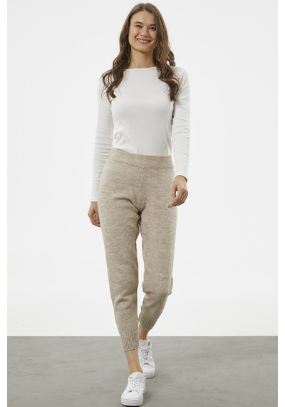 Sementa Jogger Rahat Kalıp Triko Pantolon - Bej 001