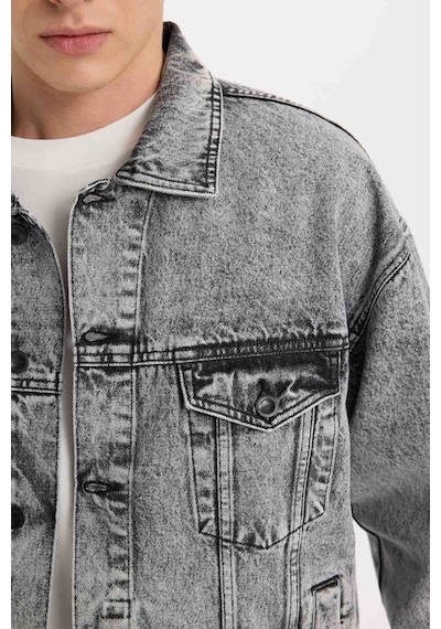 Defacto %100 Pamuk Oversize Geniş Kalıp Jean Ceket E1003ax25spnm55 Gri-nm55