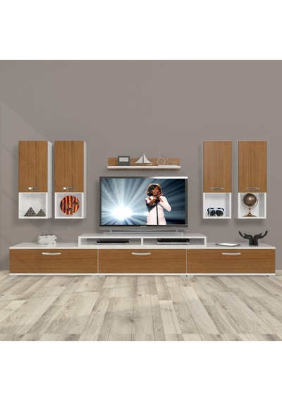 Decoraktiv Ekoflex 8da Mdf Tv Ünitesi Tv Sehpası - Beyaz Ceviz Beyaz - Ceviz