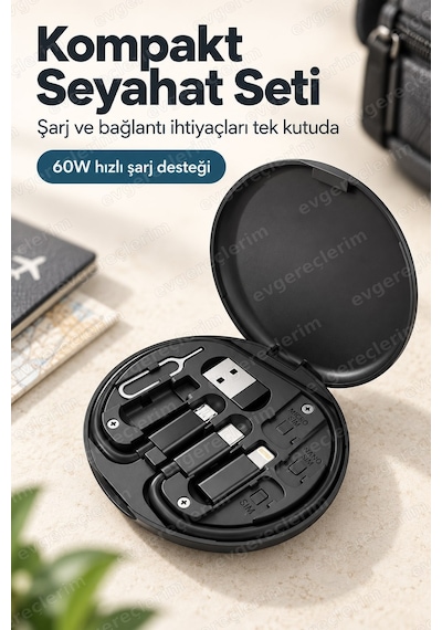 Kablo Dönüştürücü Seyahat Tipi 60w Usb Type-c Çoklu Şarj Seti