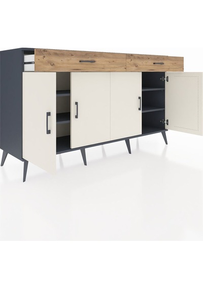 Hyperion Konsol 4 Raflı 2 Çekmeceli 4 Kapaklı 176x44x99 Antrasit- Antrasit-aytaşı/çam Hyperion Konsol 4 Raflı 2 Çekmeceli 4 Kapaklı 176x44x99 Antrasit- Antrasit-aytaşı/çam