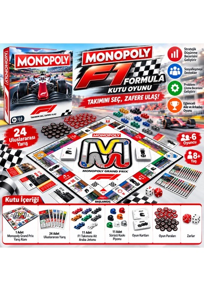 Monopoly F1 Formula Kutu Oyunu Çok Renkli