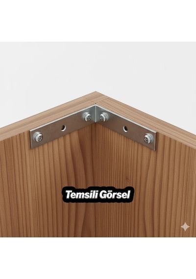 Mobilya Dolap Duvar Sabitleme 25 Adet Metal Köşebent 60x60x15 Mm Bağlantı Aparatı L Demiri Gönye 2 Adet Beyaz Kapı Stoperi Model