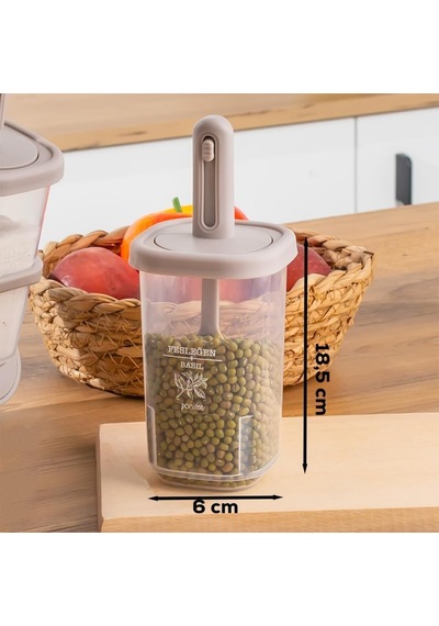 8'li Standlı Baharatlık Seti, Tezgah Üstü Ve Duvara Monte, Kilitli Kapak, Şeffaf Kavanozlar, Bpa İçermez, Modern Minimalist, Bej/gri Çok Renkli