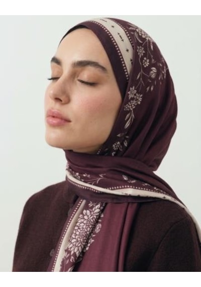 Bushu Ornament Pamuk Şal bordo