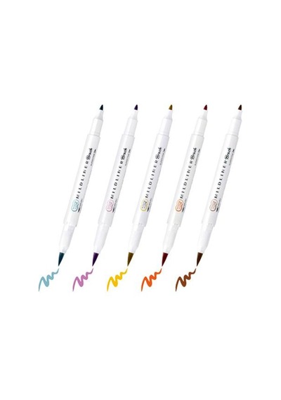 Zebra Mildliner Fırça Uçlu Fosforlu Kalem 5li Wft8 5crc Model 3 Çok Renkli