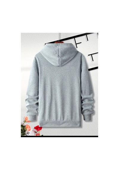 Medinenur Lock Baskılı Kapüşonlu Cepli Sweatshirt Gri