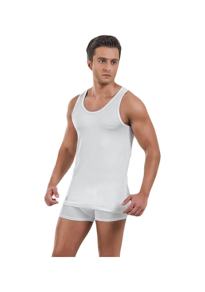 Pierre Cardin Erkek Pamuk-Likralı Atlet/Boxer Takım 150 Beyaz