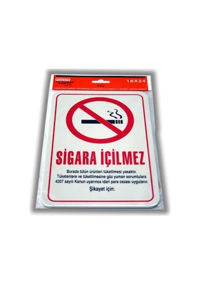 İzmir Fırça Pvc Levha Sigara İçilmez Para Cezası 16 24cm