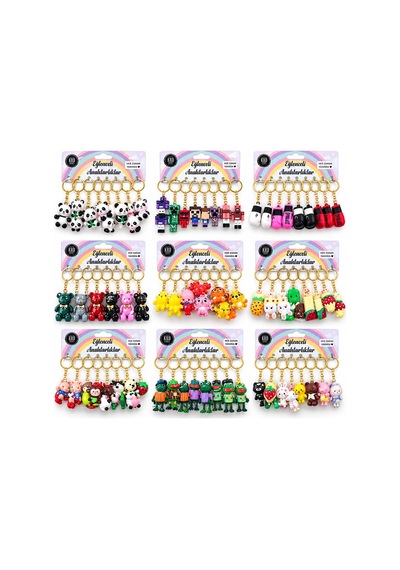 96 Adet Mix Desen Eğlenceli Anahtarlık Bx40