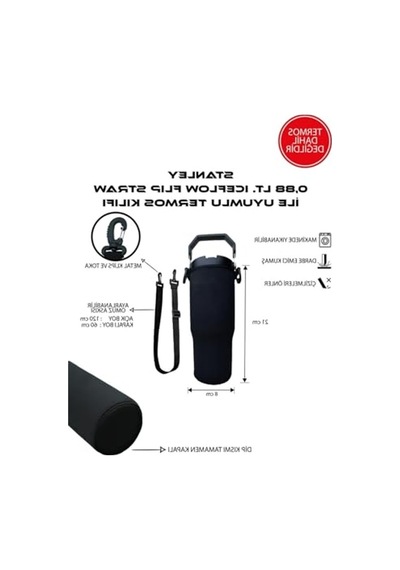 0.88 Lt. Omuz Askılı Termos Kılıfı, Iceflow Flip Straw İle Uyumlu Açık Bej