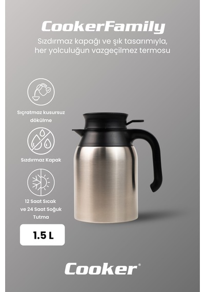Cooker Family 1.5 Litre Paslanmaz Çelik Termos Ckr2086 Diğer
