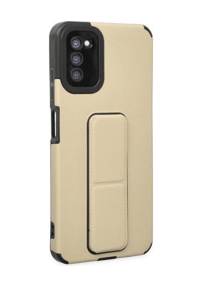 Samsung Galaxy  Uyumlu,  A03s Kılıf Mega Standlı Silikon - Gold