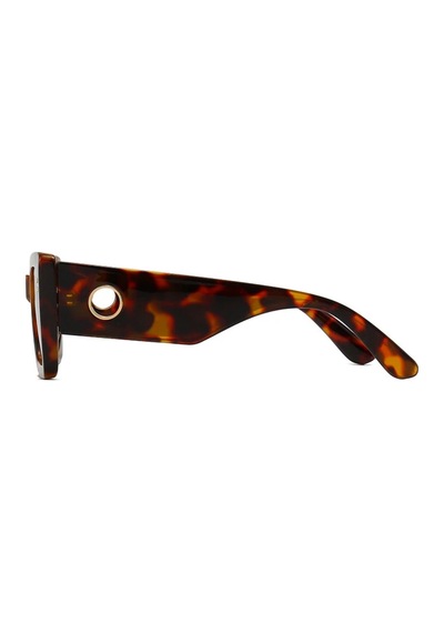 Zaveth Leopar Desenli Kemik Çerçeve Gold Detaylı Kare Vintage Retro Unisex Güneş Gözlüğü Çok Renkli