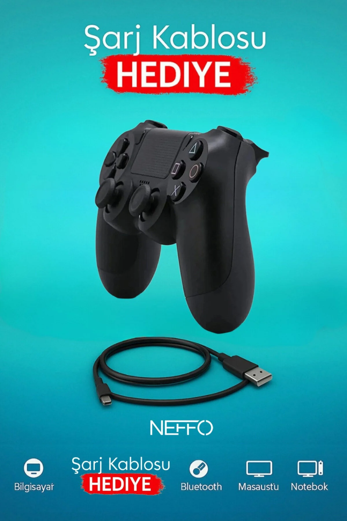 Joystick Tablet Telefon Pc Uyumlu Titreşimli Oyun Kolu 1 Adet - Şarj Kablo