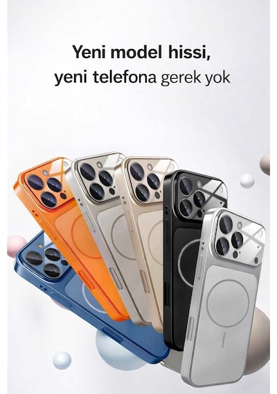 Apple iPhone 17 Pro Uyumlu Kamera Korumalı Magsafe Wireless Şarj Özellikli Full Glass Arka Kapak