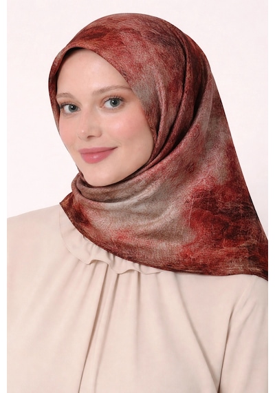 Levidor Tensel Eşarp Batik Desen Bordo Bordo