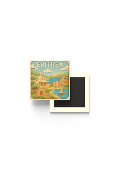 9x9 Cm Buzdolap Magnetleri - Eritre - Asmara - 4'lü Set