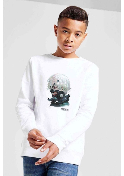 Tshirthane Anime Tokyo Ghoul Anteiku Baskılı Unisex Çocuk Beyaz Sweatshirt (534774924)
