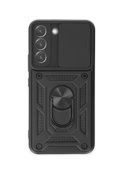 Samsung Galaxy  Uyumlu,  S23 Kılıf Pars Lens Yüzüklü Silikon - Siyah