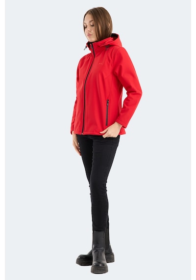 Slazenger Heat Control Kadın Çıkarılabilir Kapüşonlu Kırmızı Mont & Kaban Kırmızı