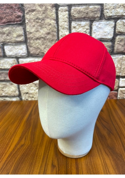 Hamze Düz Basic Pamuklu Unisex Cap Şapka Kırmızı