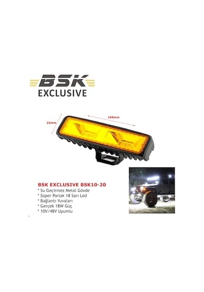10V-48V Led Bar Off-Road 16 Ledli 18W (160*45*70) Sari
