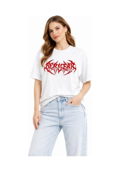 Baskılı T-shirt Yazlık Kısa Kol Bisiklet Yaka Rahat Kalıp Tişört - Beyaz Beyaz