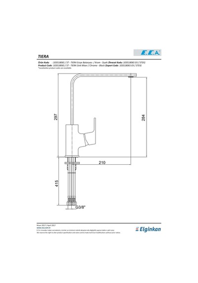 Eca Tiera Bi-Color Mutfak Eviye Bataryası Krom Siyah 103518123