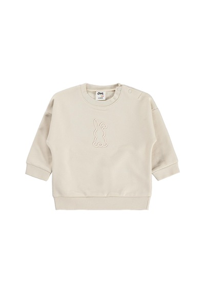 Civil Baby Tavşan Baskılı Basic 6-18 Ay Sweatshirt - Bej Taş Rengi