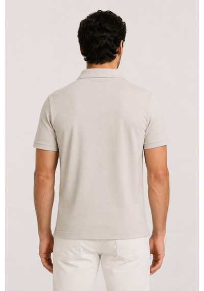 Alexander Gardi Kısa Kollu Fermuarlı Polo T-shirt Bej