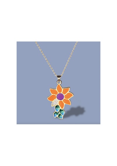 Glaze Flower El Yapımı Emaye 925 Ayar Gümüş 14 Altın Kaplı Hediye Özel Tasarım Taşlı Kolye Küpe Seti Lila