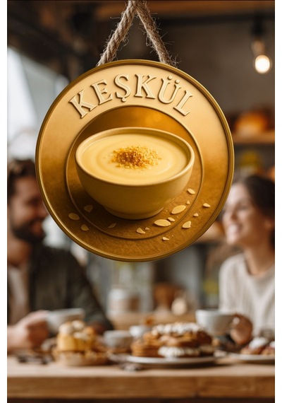 Keşkül Temalı İpli Ahşap Kapı Duvar Süsü, Pastane, Tatlı Dükkanı, Cafe Tablo Dekoru