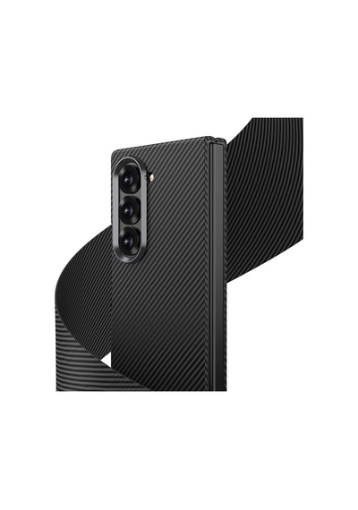 Galaxy Z Fold 6 Kılıf Kamera Korumalı Karbon Fiber Tasarımlı Arka Yüzey Hatreds Kıpta Karbon Kapak