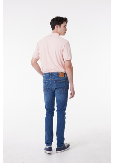 Lee Malone Skinny Fit Dar Kesim Düşük Bel Çok Dar Paça Mavi Erkek Esnek Jean Denim Kot Pantolon L736AHKR Mavi