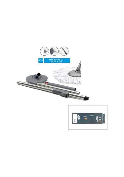 Ece Life Ec-109 Mikrofiber Yedek Seti 3in1 360 Döner Metal Sap 100cm + M.fiber Pamuk Mop 125gr - 12'li Paket Diğer