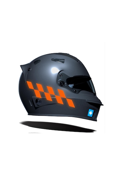Floresan Turuncu Damalı Kask Motosiklet Sticker Takımı Çınar Extreme