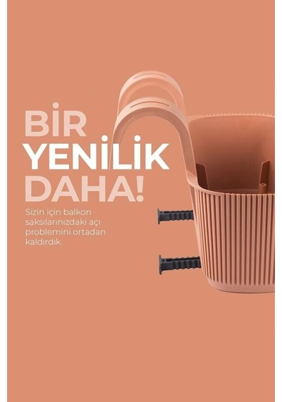 Omnipazar Krs-249 Dekoratif Plastik Pera Askılı Balkon Saksı 3.2 Litre Gri