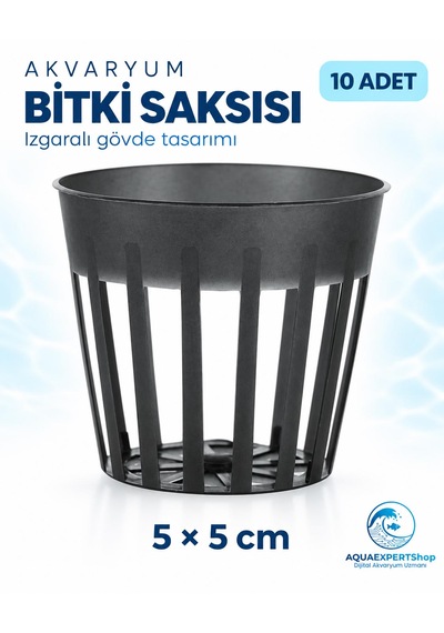Akvaryum Bitki Saksısı - Akvaryum Bitkileri İçin Plastik Saksı - 10 Adet - 5x5 Cm